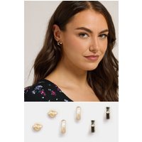 Yours Yours Damen Set aus Goldfarbenen Ohrsteckern und Creolen, 3er Setsize | Metall