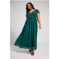 Yours London Yours London Damen Maxiwickelkleid in Blaugrün aus Spitze in Größe 46 | Polyester