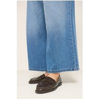 Yours Yours Damen Loafer in Schokobraun mit Krokoprägung in Breiter E-Passform in Größe 40E