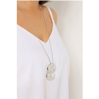 Yours Yours Damen Lange Silberfarbene Halskette mit Zwei Ringförmigem Anhängernsize | Metall