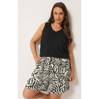 Yours Damen Yours – Shorts in Creme mit Zebraprint in Größe 44 | Viskose