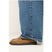 Yours Yours Damen Loafer in Braun aus Wildlederimitat in Weiter Eeepassform in Größe 38EEE | Textil/Synthetik