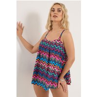 Yours Damen Yours – Tankinioberteil in Schwarz mit Chevronmuster in Größe 50 | Polyester/Elasthan