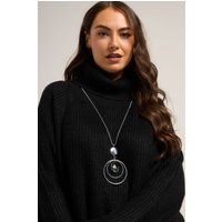 Yours Yours Damen Silberfarbene, Lange Halskette mit Verschiedenen Kreismotivensize | Metall