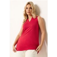 Yours Yours Damen Trägershirt in Rot mit Eingekerbtem Ausschnitt in Größe 44 | Baumwolle/Polyester