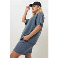 Yours Yours Damen Oversized Sweatshirt in Blau mit Acidwaschung Size 54-56 | Baumwolle