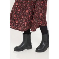 Yours Yours Damen Robuste Chelseastiefel in Schwarz aus Lederimitat in Weiter E-Passform in Größe 37E