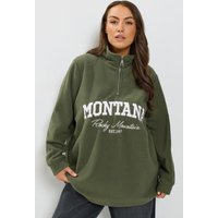 Yours Yours Damen Fleece „Montana“ in Grün mit Kurzem Reißverschluss in Größe 58-60 | Polyester