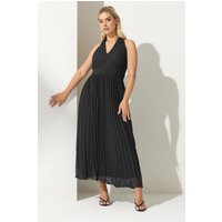 Yours London Yours London Damen Neckholdermaxikleid in Schwarz mit Spitze in Größe 42 | Polyester