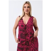 Limited Collection Limited Collection Damen Weste mit Sommerprint in Beerenrot in Größe 42 | Polyester
