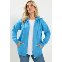 Yours Yours Damen Hoodie in Blau mit Durchgehendem Reißverschluss und Raglanärmeln in Größe 42 | Baumwolle/Polyester