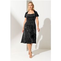 Yours London Yours London Damen Midikleid in Schwarz aus Samt mit Geradem Ausschnitt in Größe 58-60 | Polyester/Elasthan