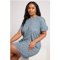 Luxe: Ultimate Embellishment Luxe: Ultimate Embellishment Damen Luxe – Von Hand Verziertes Kleid in Hellblau mit Pailletten in Größe 46 | Polyester