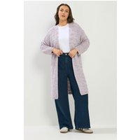 Yours Yours Damen Gestreifte Maxistrickjacke in Lila in Größe 58-60 | Baumwolle/Polyester/Acryl