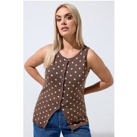 Limited Collection Limited Collection Damen Weste in Schokobraun mit Punktemuster in Größe 54-56 | Viskose/Nylon