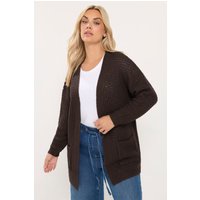 Yours Yours Damen Strickcardigan in Schokobraun mit Waffelstruktur in Größe 54-56 | Acryl