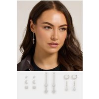 Yours Yours Damen Verschiedene, Silberfarbene Ohrringe mit Sterndesign, 6er Setsize | Metall