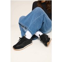 Yours Yours Damen Gesteppte Sneaker in Schwarz mit Weiter E-Passform in Größe 39EEE | Textil/Synthetik