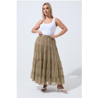 Limited Collection Limited Collection Damen Chiffonrock in Naturbraun mit Punktemuster in Größe 48 | Polyester