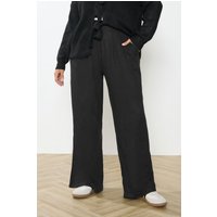 Yours Yours Damen Vorne Plissierte Leinenhose in Schwarz in Größe 44 | Viskose/Leinen