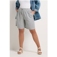 Yours Yours Damen Blau Gestreifte Shorts mit Kordelzug in Größe 48 | Polyester