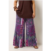 Yours Damen Yours – Hose in Lila mit Paisleymuster und Gesmokter Taille in Größe Short 54-56 | Viskose