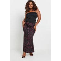 Limited Collection Limited Collection Damen Maxirock in Weinrot mit Leoprint in Größe 42 | Polyester/Elasthan