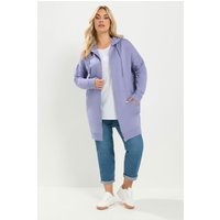 Yours Yours Damen Langer Hoodie in Lila mit Durchgehendem Reißverschluss in Größe 44 | Baumwolle/Polyester