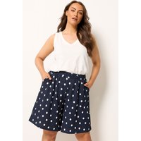 Yours Yours Damen Shorts in Marineblau mit Punkten in Größe 48 | Polyester