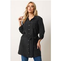 Yours Damen Yours – Tunikahemd in Schwarz mit Gürtel in Größe 50-52 | Polyester