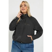 Yours Yours Damen Hemdjacke in Schwarz aus Twill mit Stehkragen in Größe 44 | Baumwolle