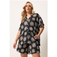 Yours Yours Damen Shorts in Schwarz mit Sonnenprint in Größe 42 | Polyester