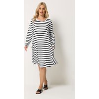 Yours Yours Damen Drapiertes Kleid in Schwarz und Weiß mit Streifen und Taschen in Größe 48 | Polyester/Elasthan/Viskose