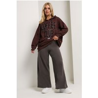 Yours Yours Damen Leggings in Braun mit Weitem Bein in Größe 52 | Baumwolle/Elasthan