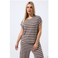 Limited Collection Limited Collection Damen Geripptes T-Shirt in Braun in Größe 46 | Polyester/Elasthan