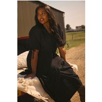 Yours Yours Damen Maxikleid in Schwarz mit Schleife in Größe 44 | Polyester/Elasthan