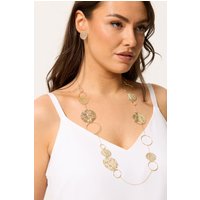 Yours Yours Damen Goldfarbenes Set aus Langer Halskette mit Kreisdetail und Ohrringensize | Metall