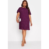Luxe: Ultimate Embellishment Luxe: Ultimate Embellishment Damen Luxe – Von Hand Verziertes Kleid in Lila mit Pailletten in Größe 54-56 | Polyester