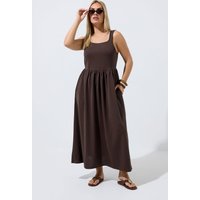 Limited Collection Limited Collection Damen Maxikleid in Schokobraun in Größe 54-56 | Polyester/Elasthan