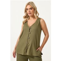 Yours Yours Damen Strukturierte Weste in Khaki in Größe 54-56 | Polyester/Elasthan