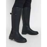 Yours Yours Damen Kniehohe Stretchkunstlederstiefel in Schwarz, Extraweite Eeepassform in Größe 41EEE | Synthetik