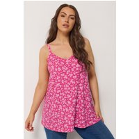 Yours Damen Yours – Weites Trägershirt in Rosa mit Blumenmuster in Größe 48 | Polyester/Elasthan