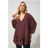 Yours London Yours London Damen Mehrlagige Bluse in Braun in Größe 42 | Polyester