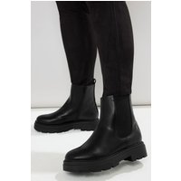 Yours Yours Damen Robuste Chelseastiefel in Schwarz aus Lederimitat in Weiter E bis Extra Weiter Eeepassform in Größe 40EEE