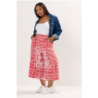 Yours Yours Damen Midaxi-Culottes in Rot und Knitteroptik mit Paisleymuster in Größe 46 | Polyester