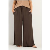 Yours Yours Damen Twillhose in Schokobraun mit Weitem Bein in Größe Regular 46 | Polyester