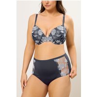 Yours Yours Plus Size Curve Voll Bedeckender Slip in Marineblau mit Blumenstickerei in Größe 54-56 | Polyester/Elasthan