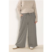 Yours Yours Damen Curve Cremefarbene, Karierte Strukturhose mit Weitem Bein in Größe 44 | Polyester/Elasthan
