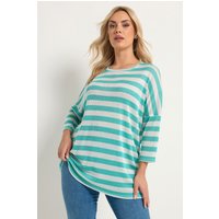 Yours Yours Damen Tunika in Grün mit Metallicstreifen und Überschnittenen Schultern in Größe 42 | Polyester