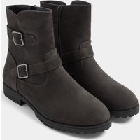 Yours Yours Damen Stiefeletten in Anthrazitgrau mit Doppelter Schnalle in Breiter E-Passform in Größe 42EEE